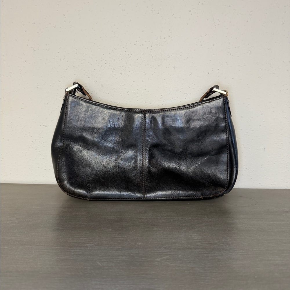 VTG Etienne AIGNER Black Leather Shoulder Handbag Equestrian Accents - Picture 2 of 11